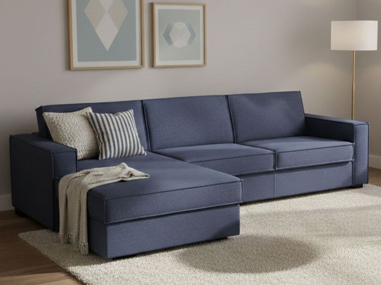 Divano letto in legno massello blu 260x95cm - Albenga