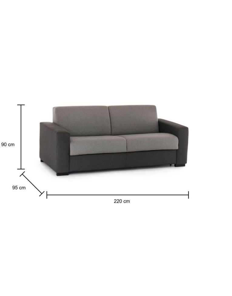 Divano letto in legno massello grigio e antracite 220x95cm - Estia