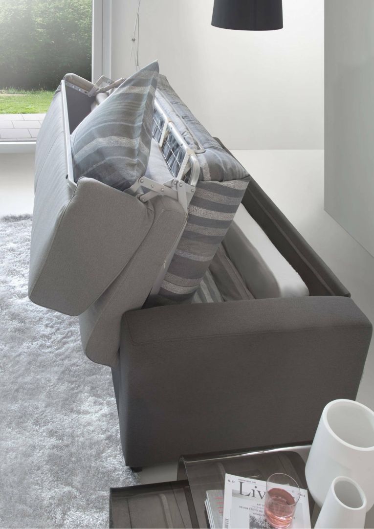 Divano letto in legno massello grigio e antracite 220x95cm - Estia