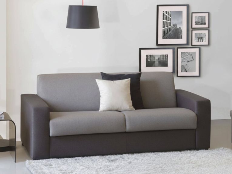 Divano letto in legno massello grigio e antracite 220x95cm - Estia