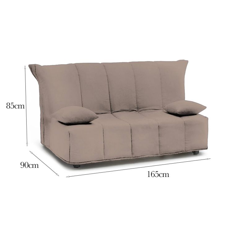 Divano letto in legno massello tortora 165x90cm - Antal