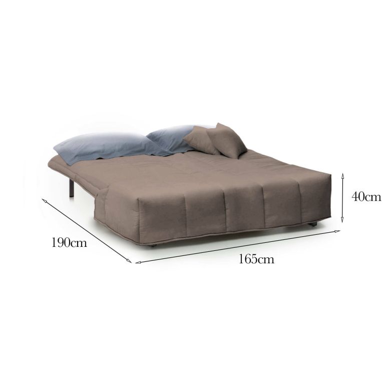 Divano letto in legno massello tortora 165x90cm - Antal