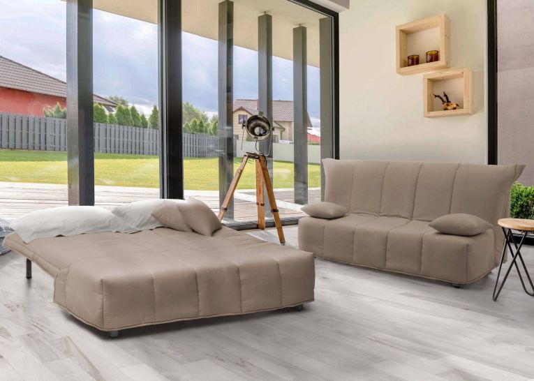 Divano letto in legno massello tortora 165x90cm - Antal