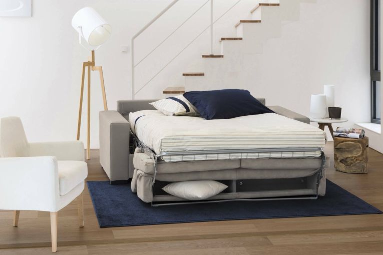 Divano letto in legno massello tortora 200x95cm - Algo