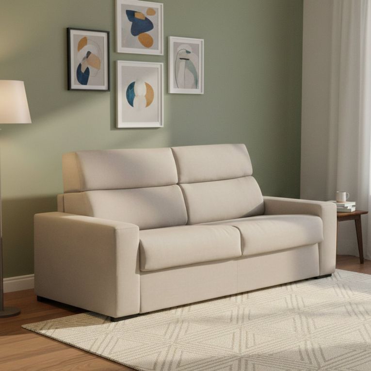 Divano letto in legno massello tortora 220x95cm - Marcon