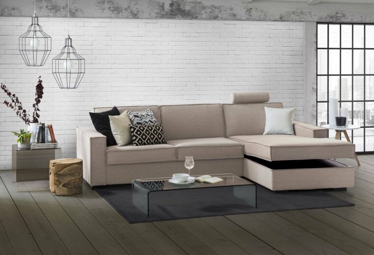 Divano letto in legno massello tortora 280x95cm - Achico