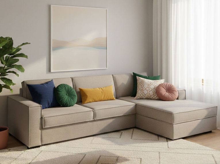 Divano letto in legno massello tortora 280x95cm - Achico
