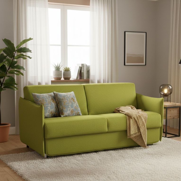 Divano letto in legno massello verde 160x95cm - Verceia