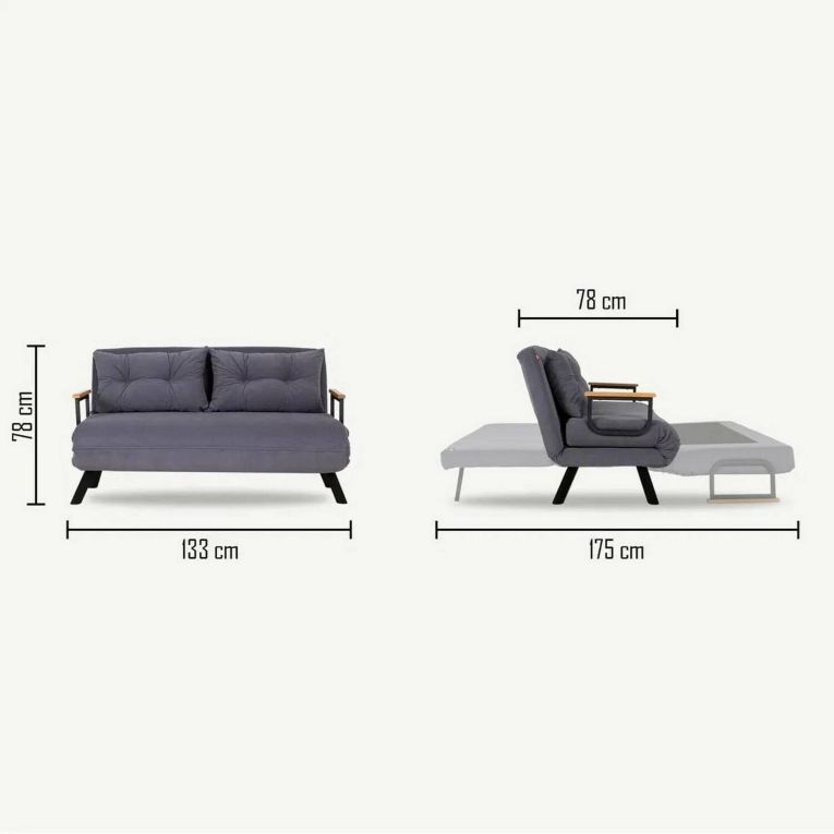 Divano letto in metallo blu 133x78cm - Calvin