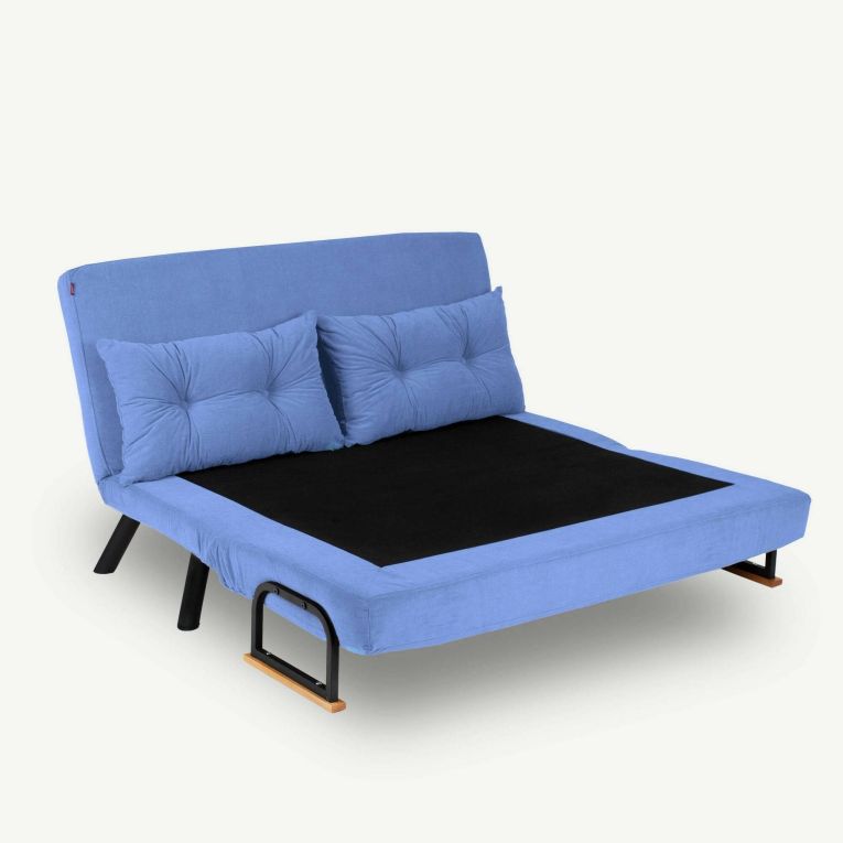 Divano letto in metallo blu 133x78cm - Calvin