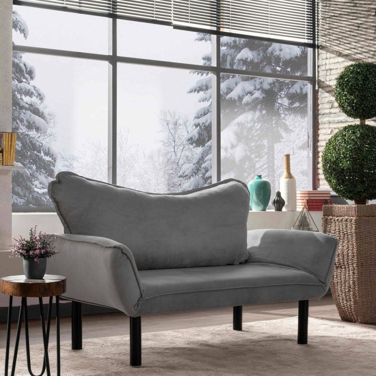 Divano letto in metallo grigio 140x65cm - Hone