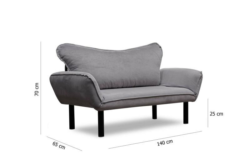 Divano letto in metallo grigio 140x65cm - Hone