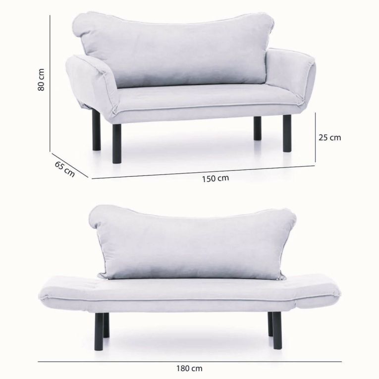 Divano letto in metallo multicolore 150x65cm - Hone