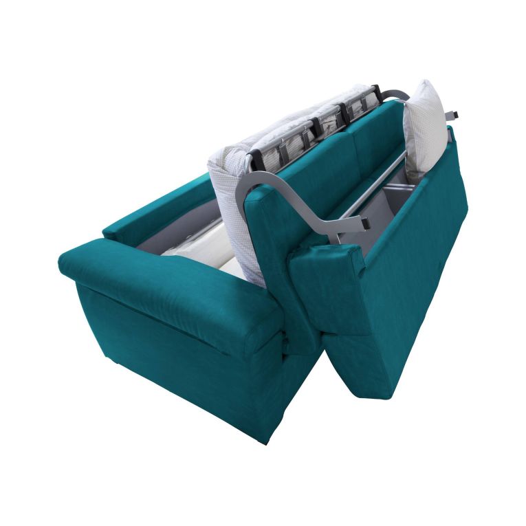 Divano letto in tessuto azzurro 225x95cm - Paceco