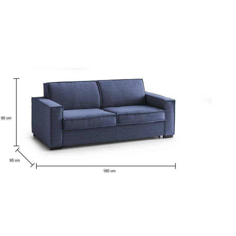 Divano letto in tessuto blu 180x95cm - Alisa