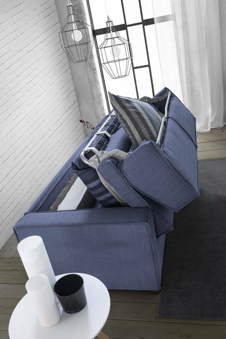 Divano letto in tessuto blu 180x95cm - Alisa
