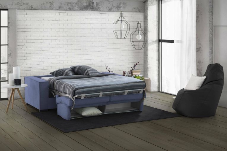 Divano letto in tessuto blu 180x95cm - Alisa