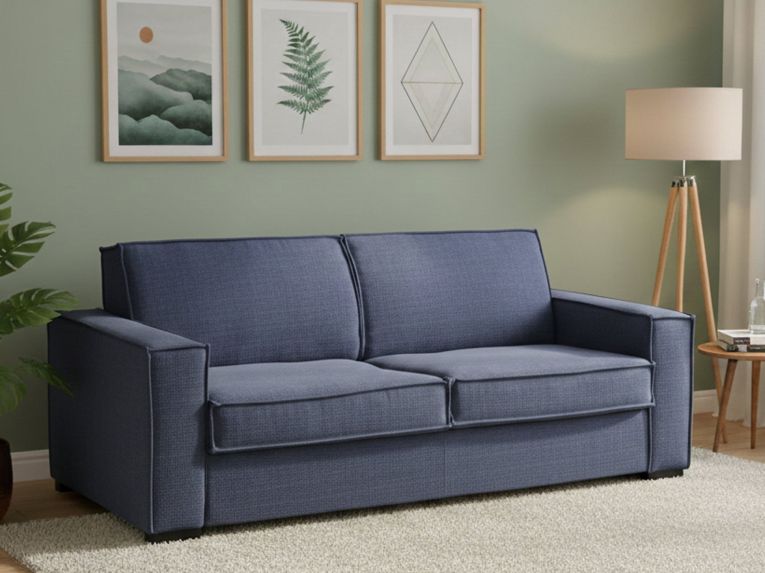 Divano letto in tessuto blu 180x95cm - Alisa