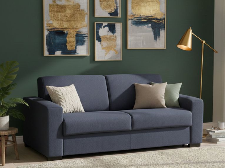 Divano letto in tessuto blu 200x95cm - Andymion