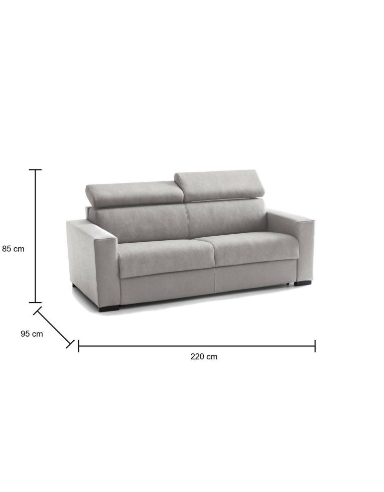 Divano letto in tessuto grigio 220x95cm - Action
