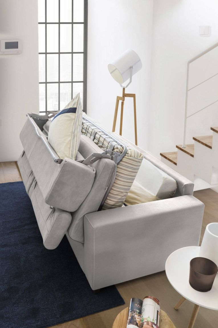 Divano letto in tessuto grigio 220x95cm - Action