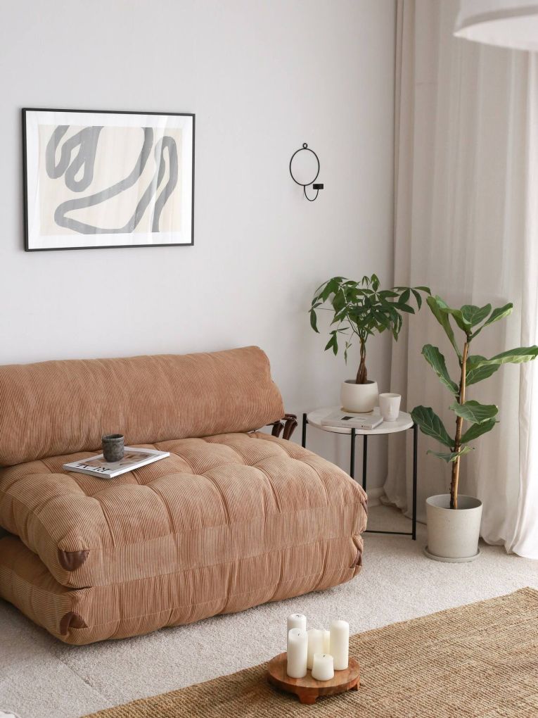 Divano letto in tessuto marrone 120x75cm - Surigae