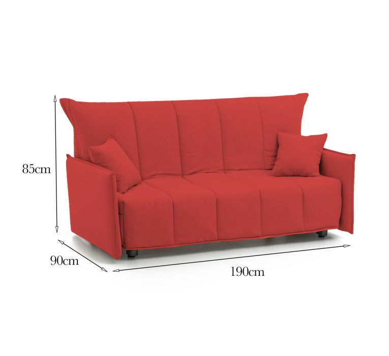 Divano letto in tessuto rosso 190x90cm - Ardis