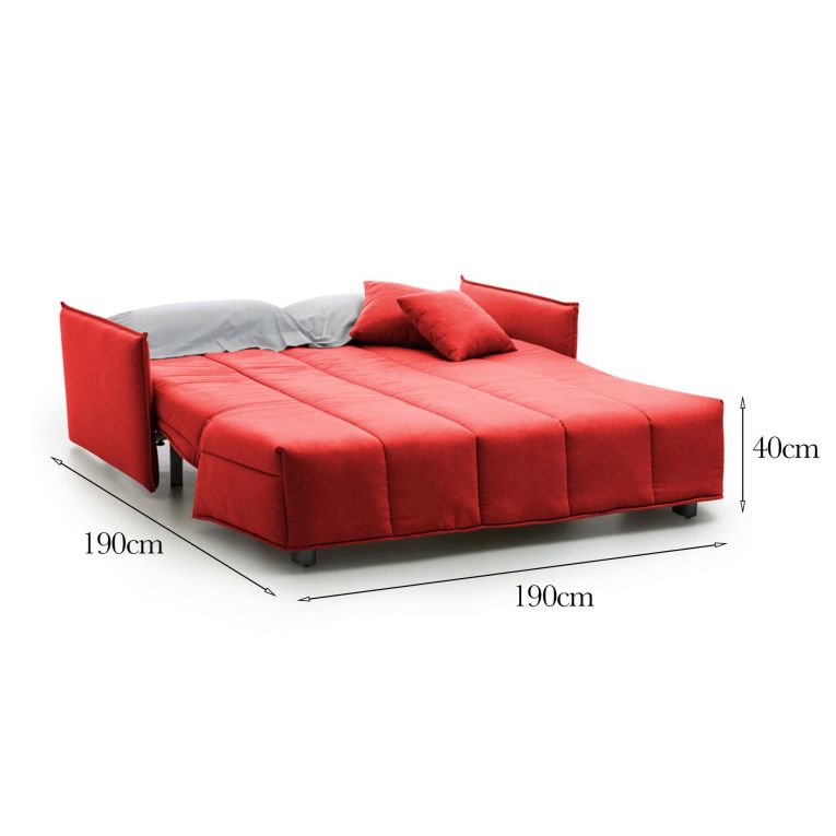 Divano letto in tessuto rosso 190x90cm - Ardis