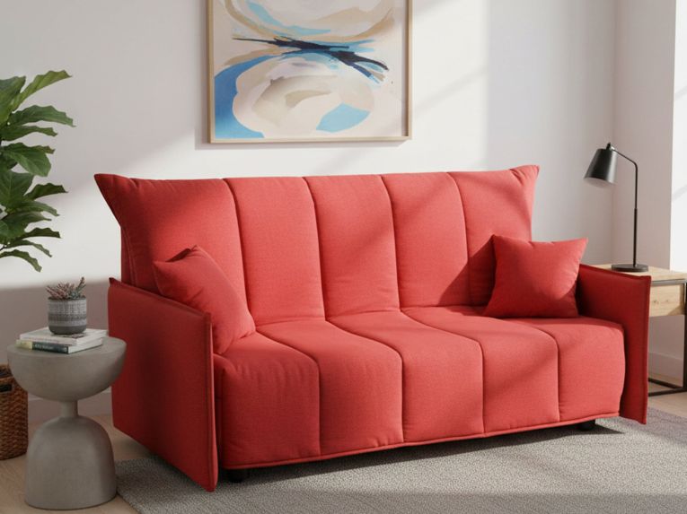 Divano letto in tessuto rosso 190x90cm - Ardis