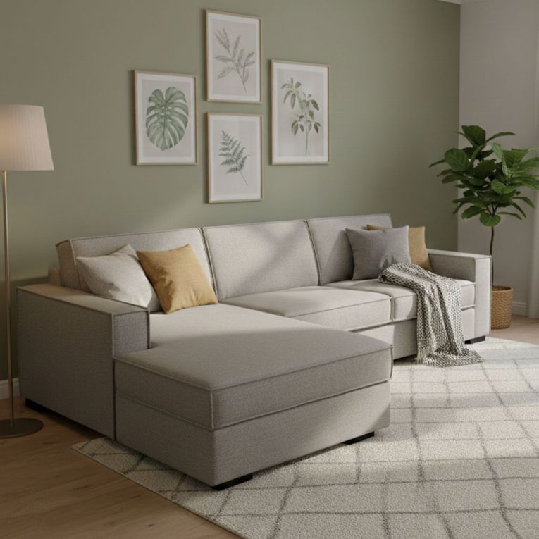 Divano letto in tessuto tortora 280x95cm - Allaida