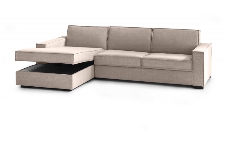 Divano letto in tessuto tortora 280x95cm - Allaida