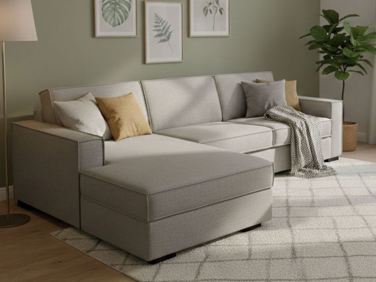 Divano letto in tessuto tortora 280x95cm - Allaida