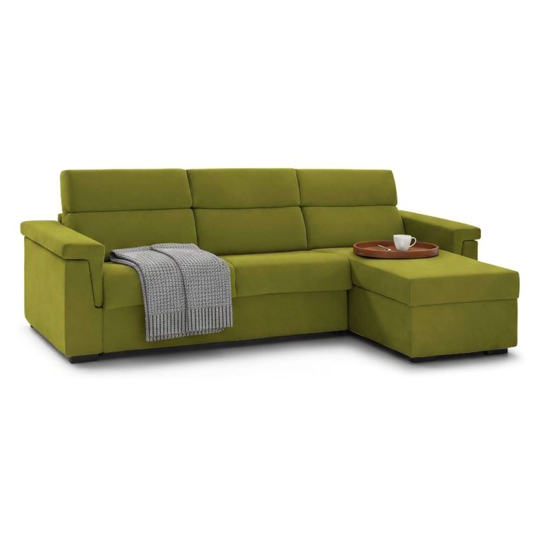 Divano letto in tessuto verde 285x160cm - Ganzaria