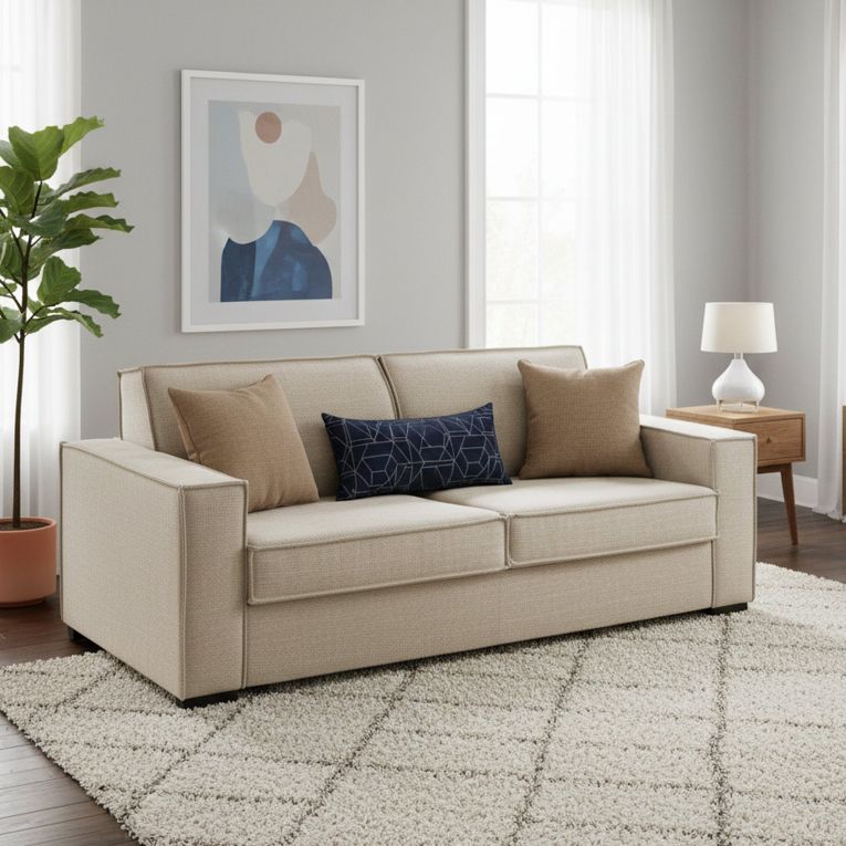 Divano letto matrimoniale beige 220x95cm - Asteroide