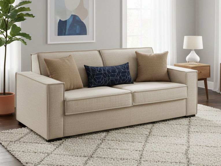 Divano letto matrimoniale beige 220x95cm - Asteroide