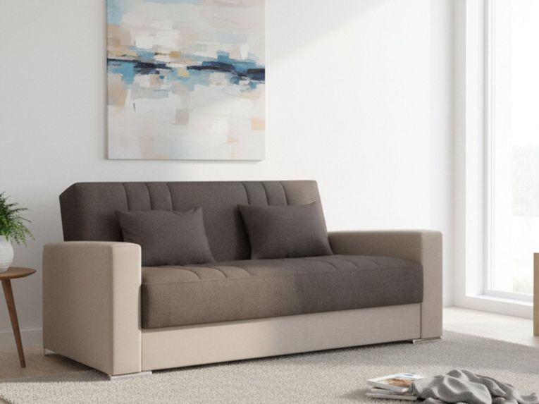 Divano letto matrimoniale beige e grigio 230x96cm - Arix