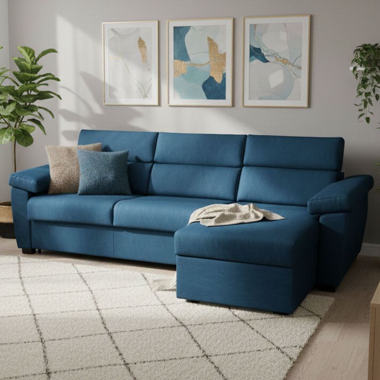 Divano letto matrimoniale blu 285x160cm - Priverno