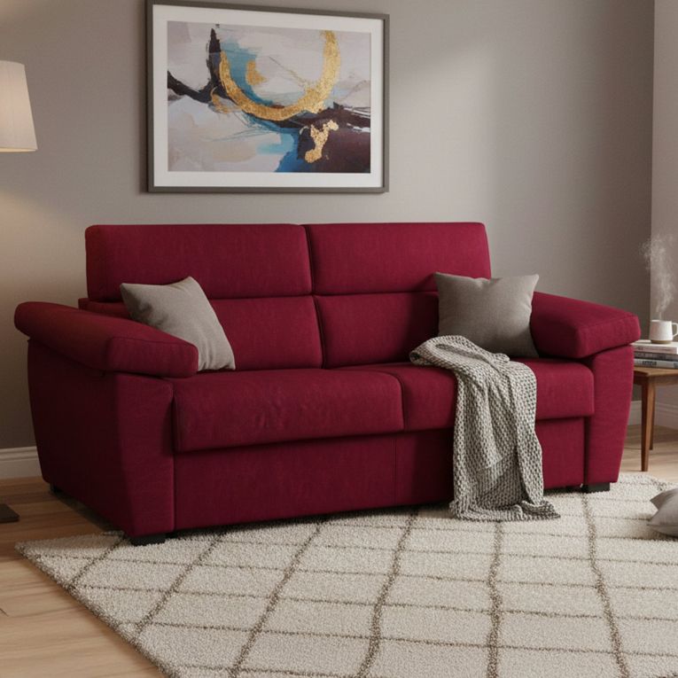 Divano letto matrimoniale rosso 225x95cm - Paceco