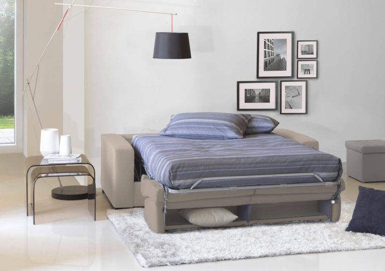 Divano letto matrimoniale tortora 220x95cm - Estia