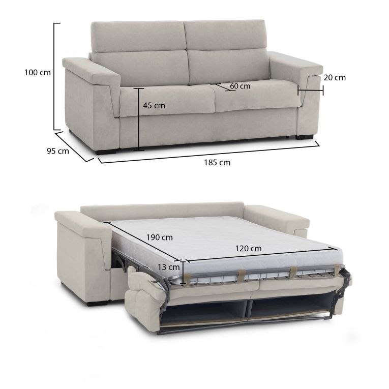 Divano letto moderno beige 185x95cm - Tenna