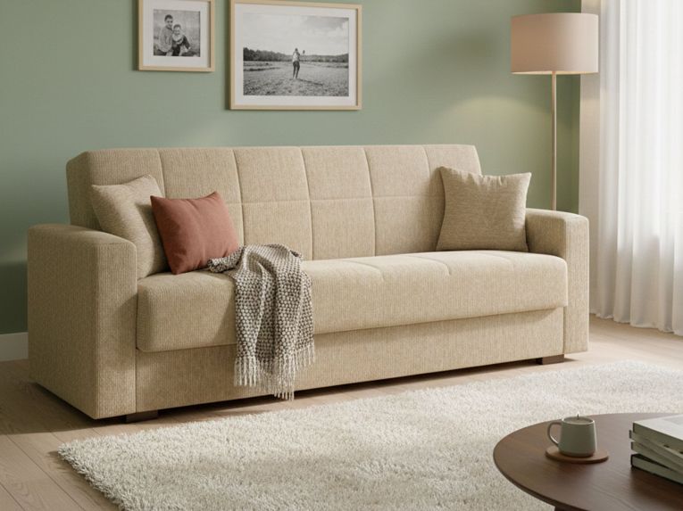 Divano letto moderno beige 212x80cm - Ambrogino