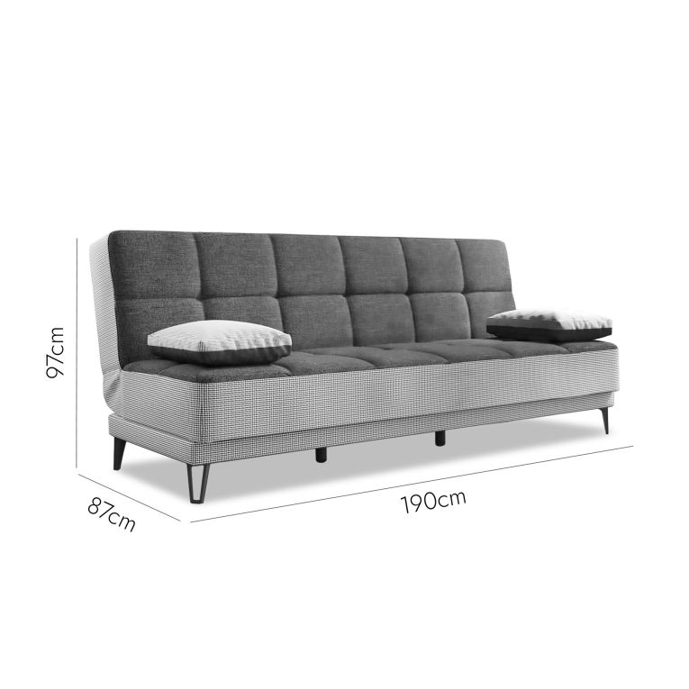 Divano letto moderno grigio 190x87cm - Aborigeni