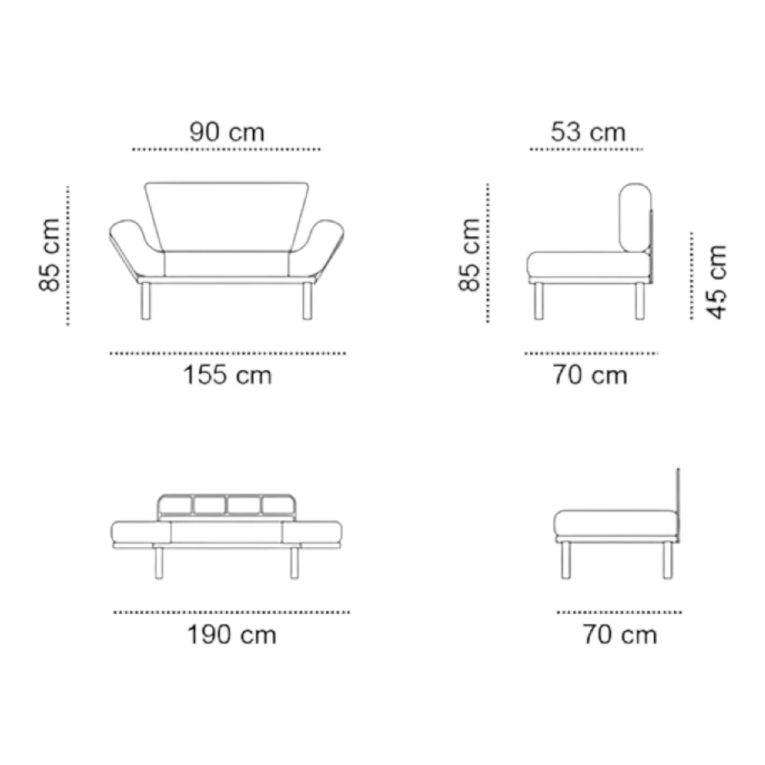 Divano letto moderno marrone 155x70cm - Guchol