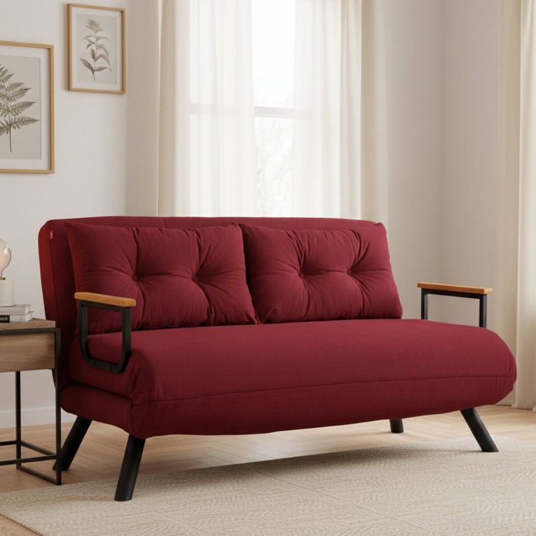 Divano letto moderno rosso 133x78cm - Calvin