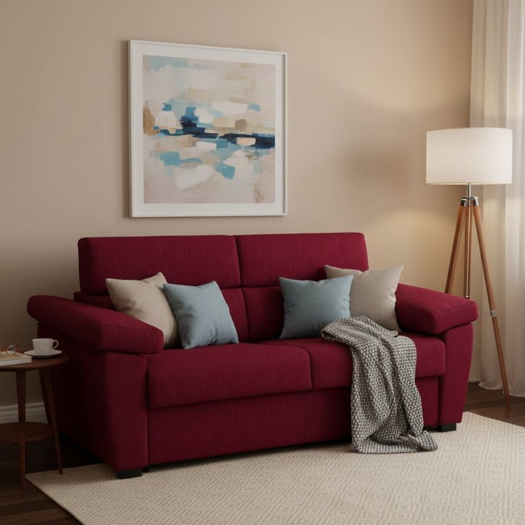 Divano letto moderno rosso 225x95cm - Trino