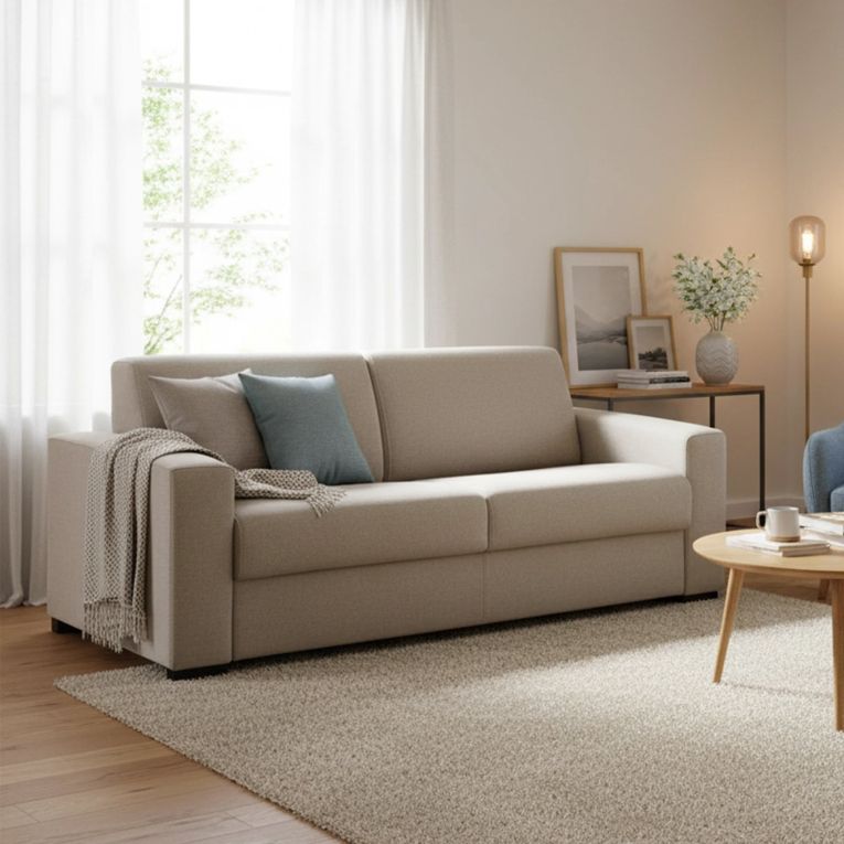 Divano letto moderno tortora 160x95cm - Alcatraz
