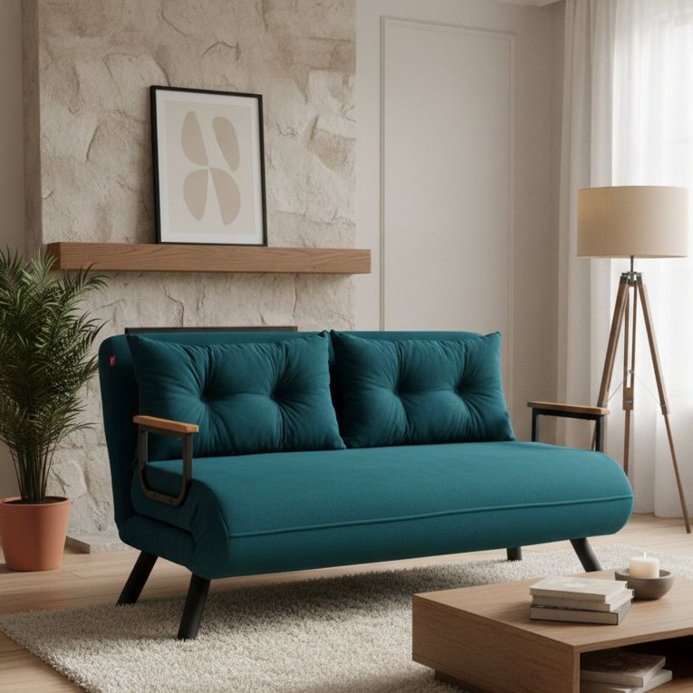 Divano letto moderno verde acqua 133x78cm - Calvin