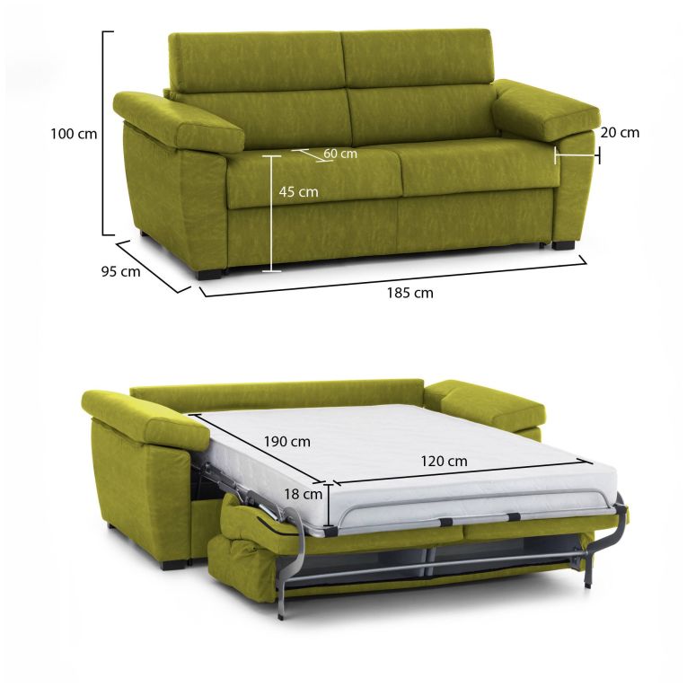 Divano letto per ospiti verde 185x95cm - Salorno