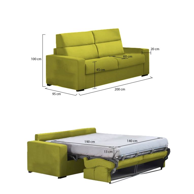 Divano letto per ospiti verde 200x95cm - Sonico