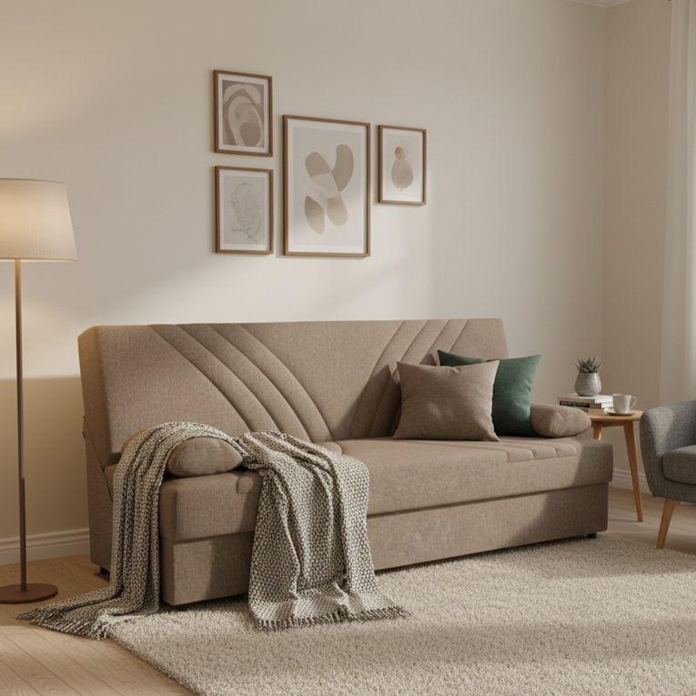 Divano letto reclinabile beige 181x81cm - Apicella